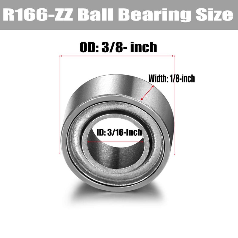 Donepart R166 ZZ Bearing  ID 3/16 inch x OD 3/8 inch x 1/8 inch Miniature Ball Bearing  Metal Shielded and Pre-Lubricated with Grease  3/16 inch Precision Roller Bearing (10 Pack) - Image 3